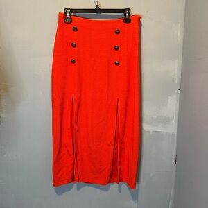 Maeve Double-Breasted Red Midi Skirt